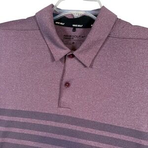 Nike Golf Dri Fit Standard Fit Men's Burgundy Stripe Polo Shirt M